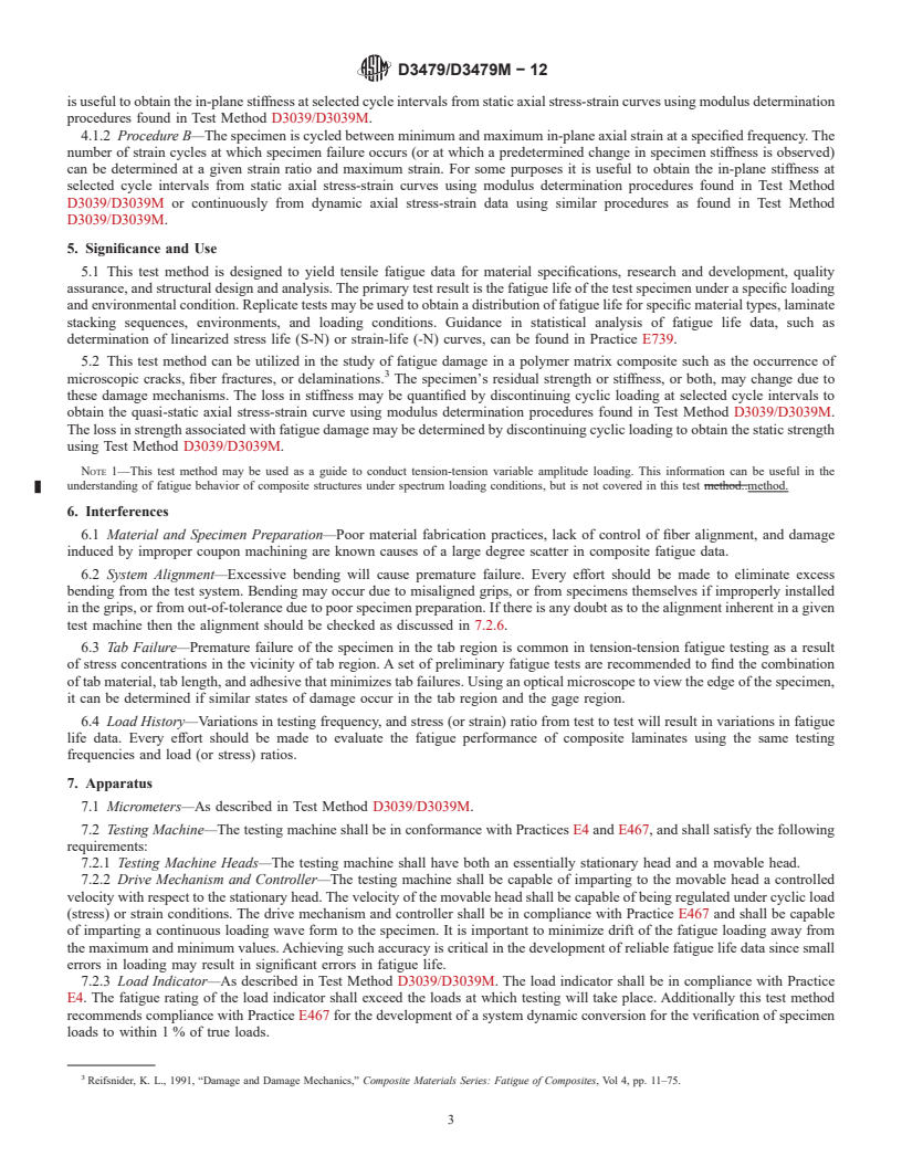 REDLINE ASTM D3479/D3479M-12 - Standard Test Method for  Tension-Tension Fatigue of Polymer Matrix Composite Materials