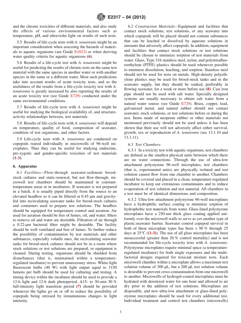 ASTM E2317-04(2012) - Standard Guide for  Conducting Renewal Microplate-Based Life-Cycle Toxicity Tests  with a Marine Meiobenthic Copepod (Withdrawn 2021)