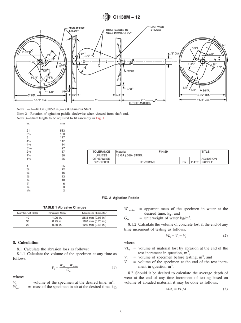 ASTM C1138M-12 - Standard Test Method for  Abrasion Resistance of Concrete (Underwater Method)