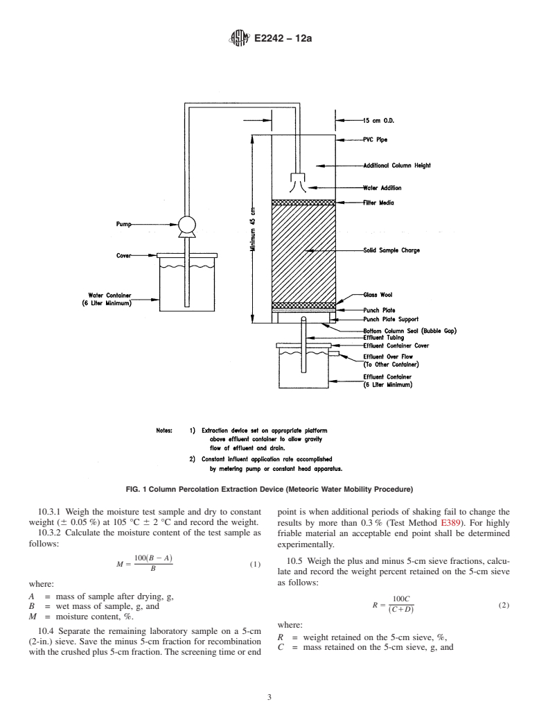 ASTM E2242-12a - Standard Test Method for  Column Percolation Extraction of Mine Rock by the Meteoric  Water Mobility Procedure