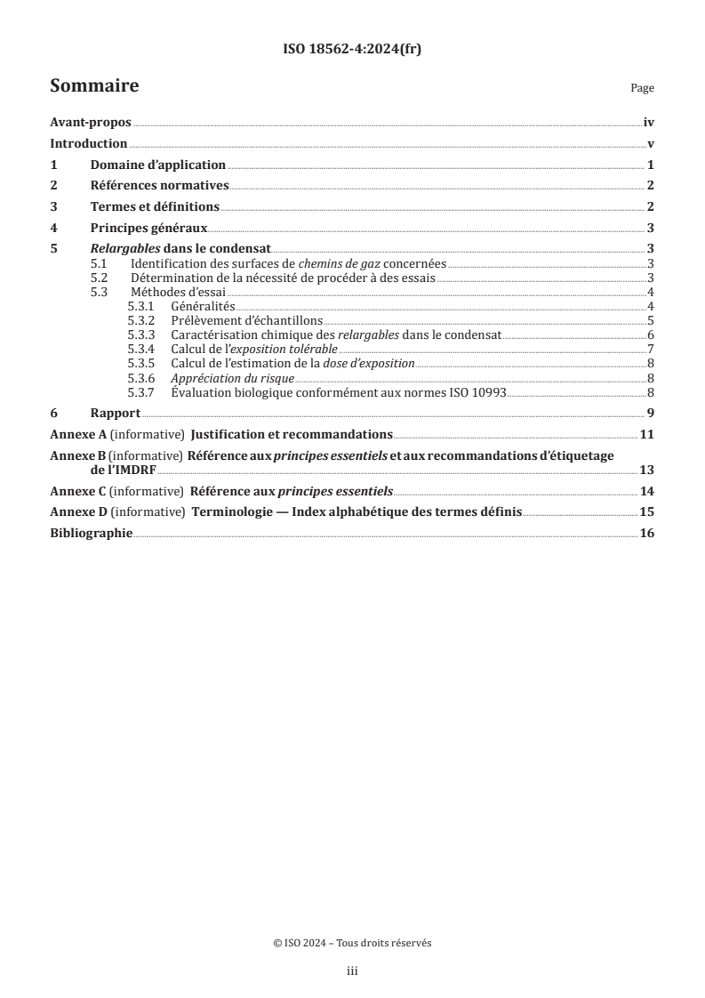 ISO 18562-4:2024 - Évaluation de la biocompatibilité des chemins de gaz respiratoire utilisés dans le domaine de la santé — Partie 4: Essais concernant les relargables dans le condensat
Released:8. 03. 2024