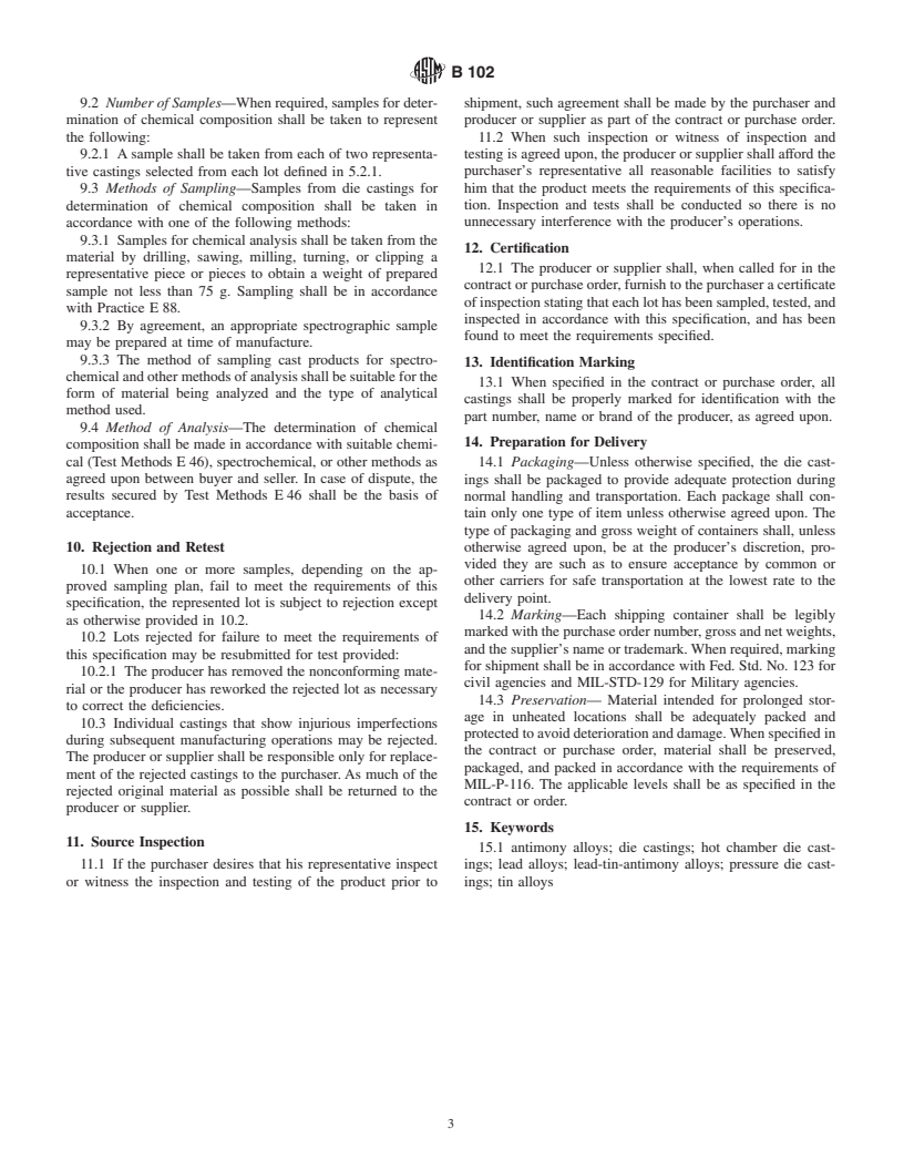 ASTM B102-00 - Standard Specification for Lead- and Tin-Alloy Die Castings