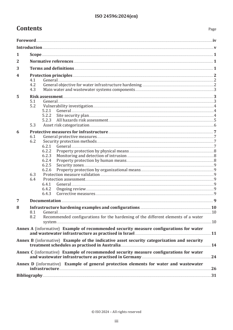 ISO 24596:2024 - Drinking water, wastewater and stormwater systems and services — Guidelines for the planning and implementation of infrastructure hardening for water and wastewater systems
Released:15. 02. 2024