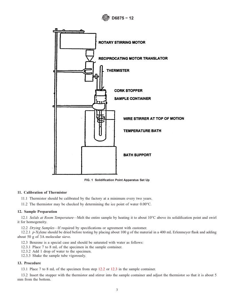 REDLINE ASTM D6875-12 - Standard Test Method for Solidification Point of Industrial Organic Chemicals by Thermistor