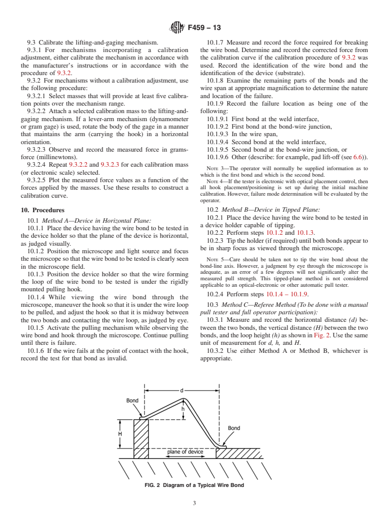 ASTM F459-13 - Standard Test Methods for Measuring Pull Strength of Microelectronic Wire Bonds