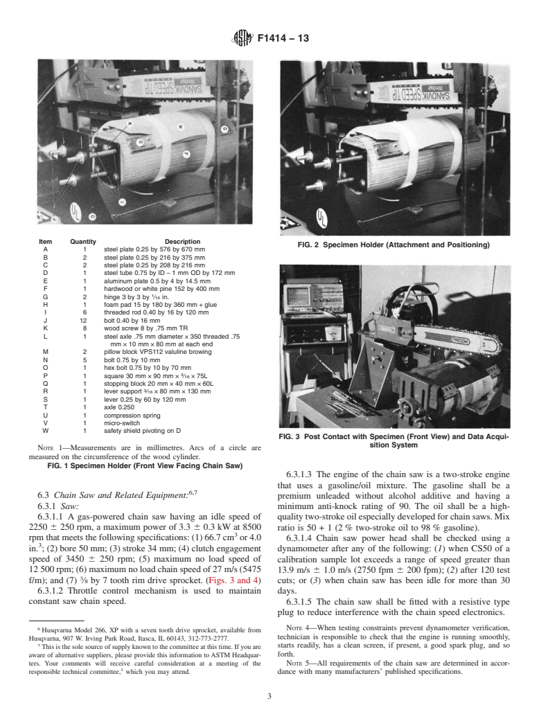 ASTM F1414-13 - Standard Test Method for Measurement of Cut Resistance to Chain Saw in Lower Body (Legs) Protective Clothing