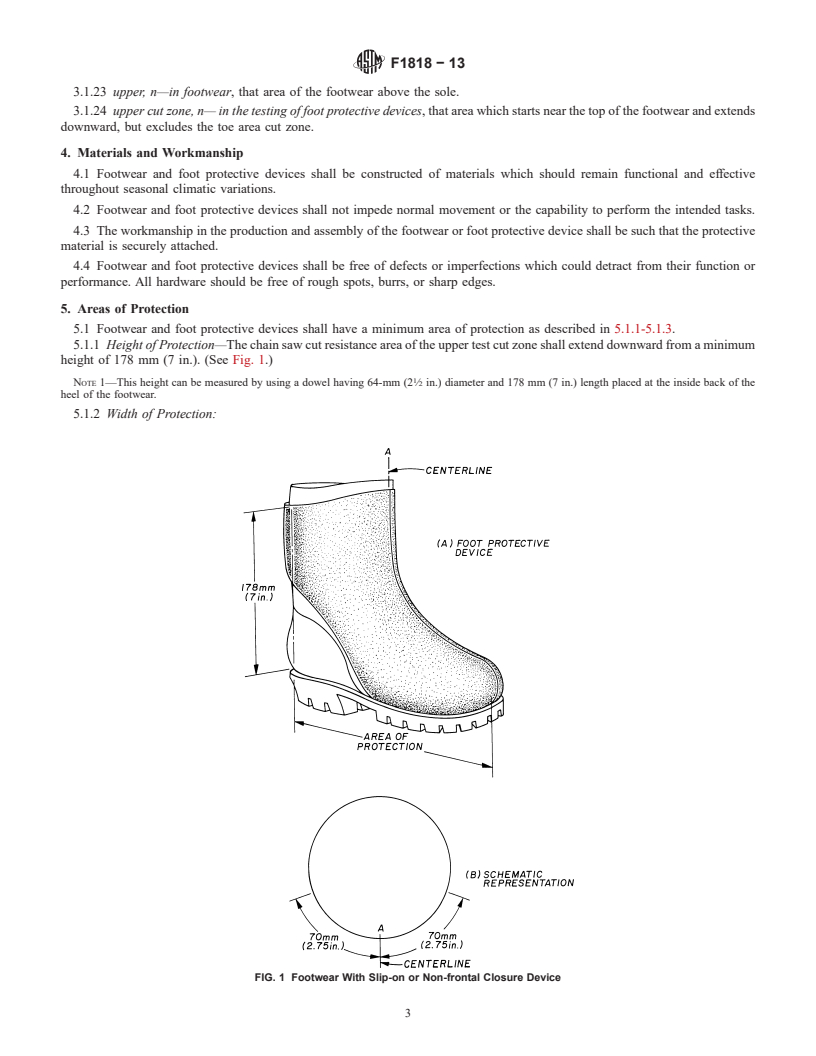 REDLINE ASTM F1818-13 - Standard Specification for  Foot Protection for Chain Saw Users