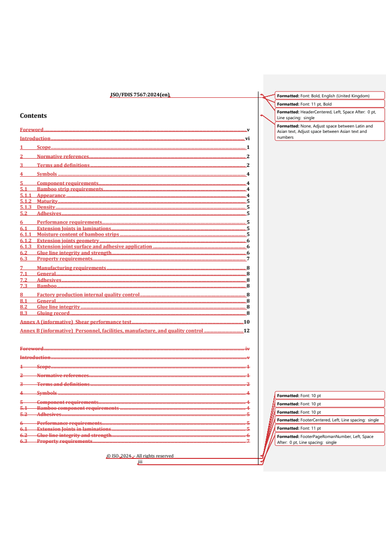 REDLINE ISO/FDIS 7567 - Bamboo structures — Glued laminated bamboo — Product specifications
Released:29. 07. 2024
