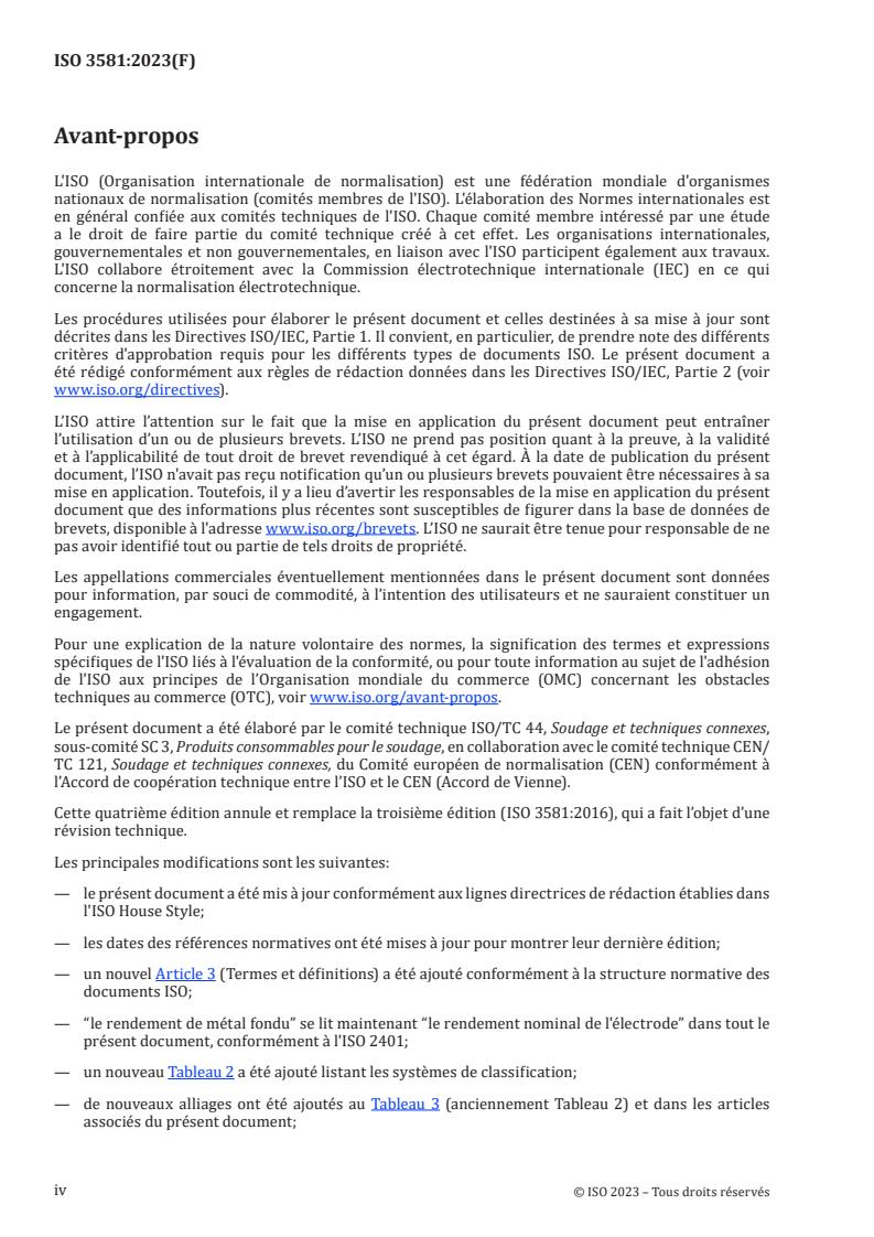 ISO 3581:2023 ISO 3581:2023 - Produits consommables pour le soudage — Électrodes enrobées pour le soudage manuel à l'arc des aciers inoxydables et résistant aux températures élevées — Classification
Released:10. 08. 2023 - Page 4 preview