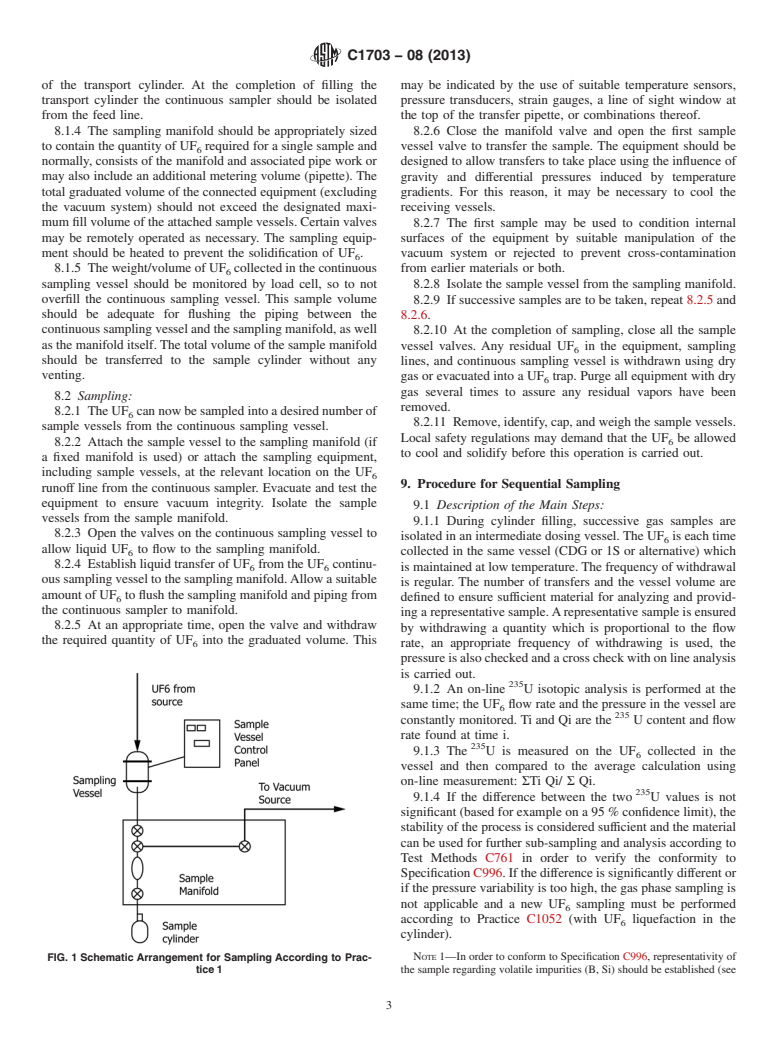 ASTM C1703-08(2013) - Standard Practice for Sampling of Gaseous Uranium Hexafluoride