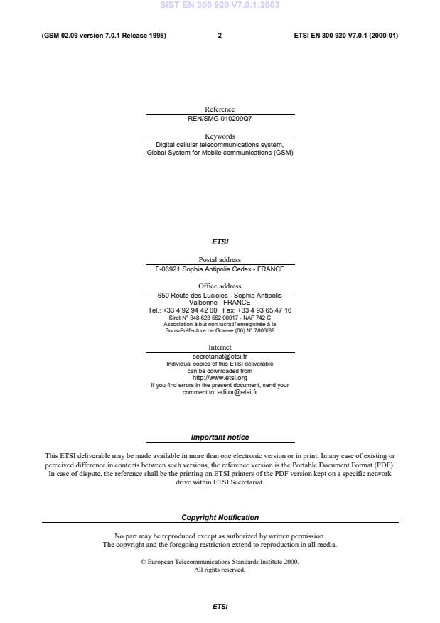 SIST EN 300 920 V7.0.1:2003 SIST EN 300 920 V7.0.1:2003 - Page 4 preview