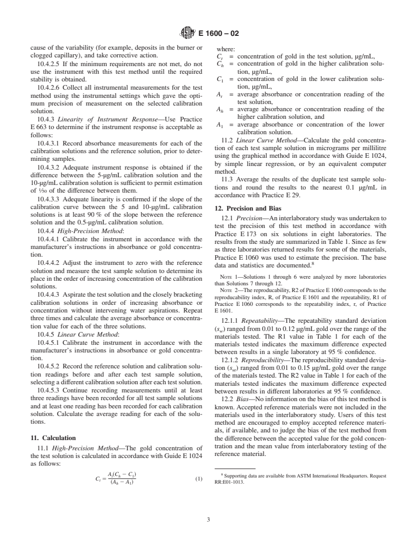 ASTM E1600-02 - Standard Test Method for Determination of Gold in Cyanide Solutions by Atomic Absorption Spectrometry