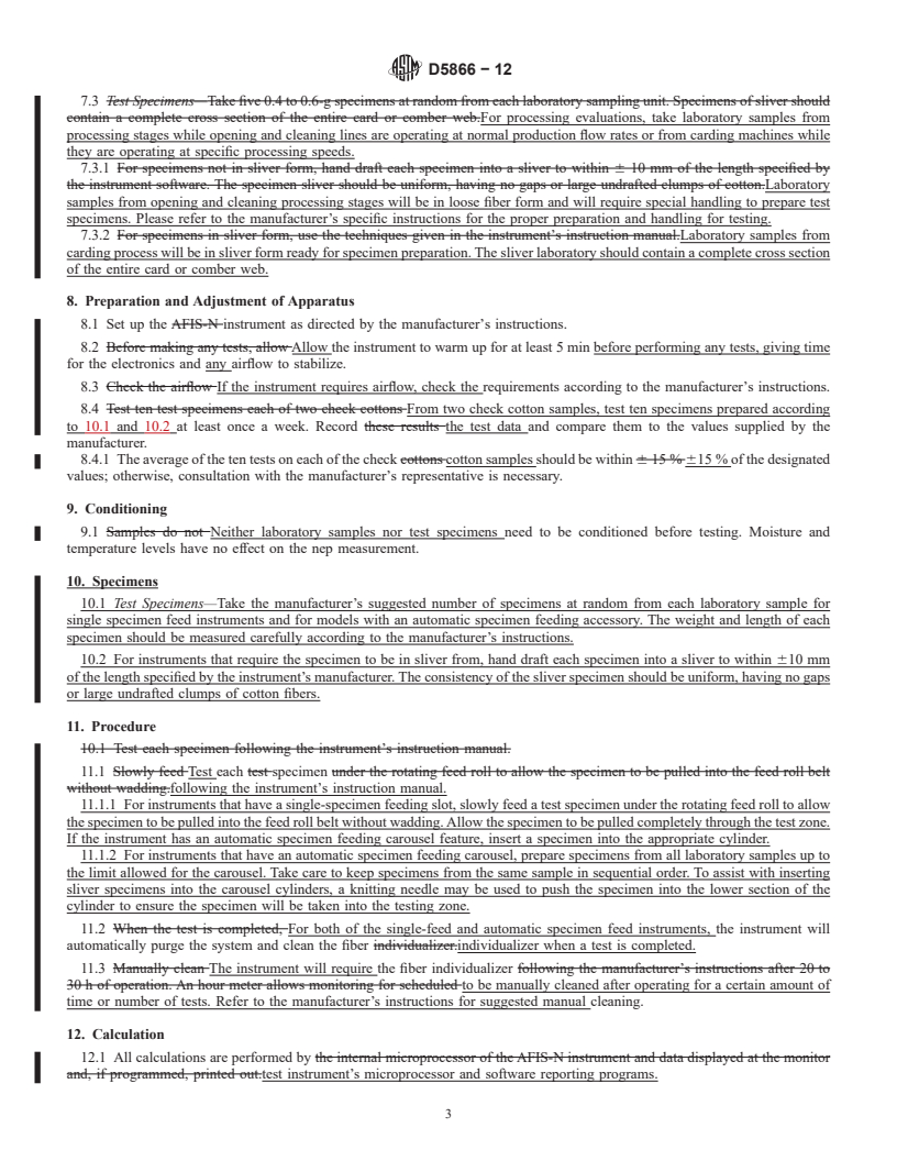 REDLINE ASTM D5866-12 - Standard Test Method for  Neps in Cotton Fibers