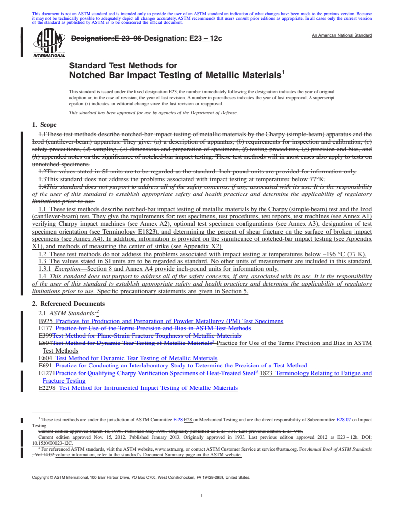REDLINE ASTM E23-12c - Standard Test Methods for  Notched Bar Impact Testing of Metallic Materials