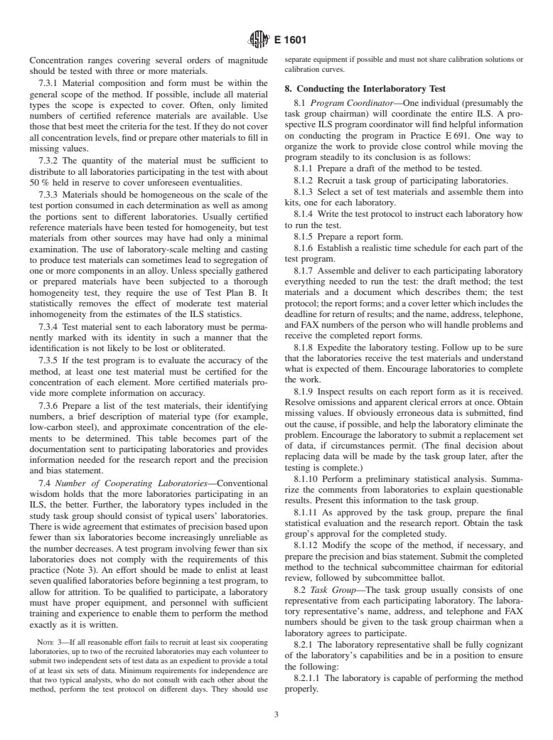 ASTM E1601-98 - Standard Practice for Conducting an Interlaboratory Study to Evaluate the Performance of an Analytical Method