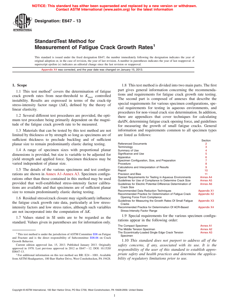 ASTM E647-13 - Standard Test Method for  Measurement of Fatigue Crack Growth Rates