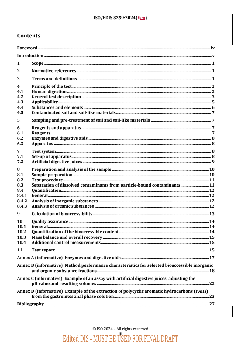 REDLINE ISO/FDIS 8259 - Soil quality — Bioaccessibility of organic and inorganic pollutants from contaminated soil and soil-like materials
Released:23. 04. 2024