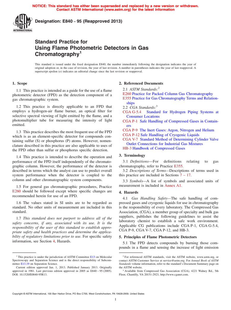 ASTM E840-95(2013) - Standard Practice for  Using Flame Photometric Detectors in Gas Chromatography