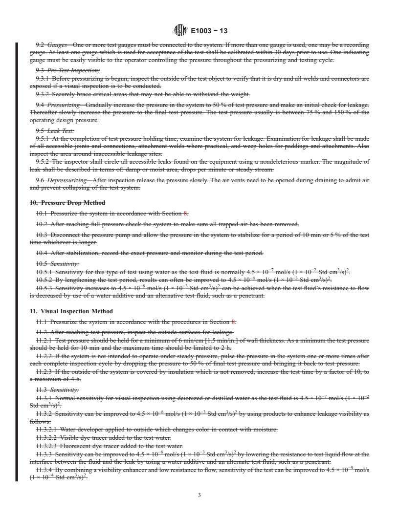 REDLINE ASTM E1003-13 - Standard Practice for Hydrostatic Leak Testing