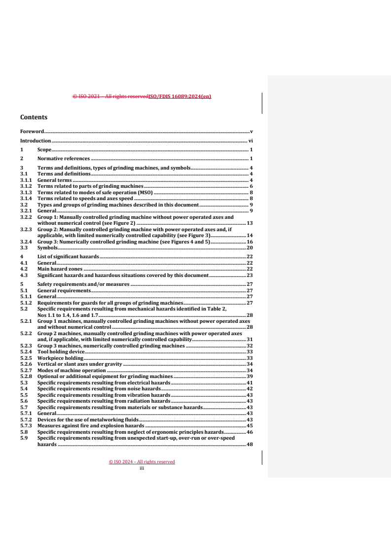 REDLINE ISO/FDIS 16089 - Machine tools — Safety — Stationary grinding machines
Released:19. 07. 2024