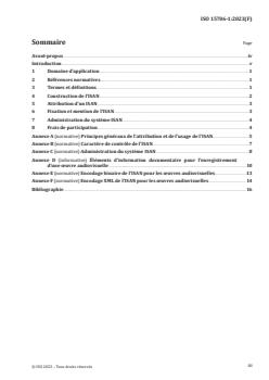 ISO 15706-1:2023 ISO 15706-1:2023 - Information and documentation — International Standard Audiovisual Number (ISAN) — Part 1: Audiovisual work identifier
Released:25. 01. 2023 - Page 3 preview