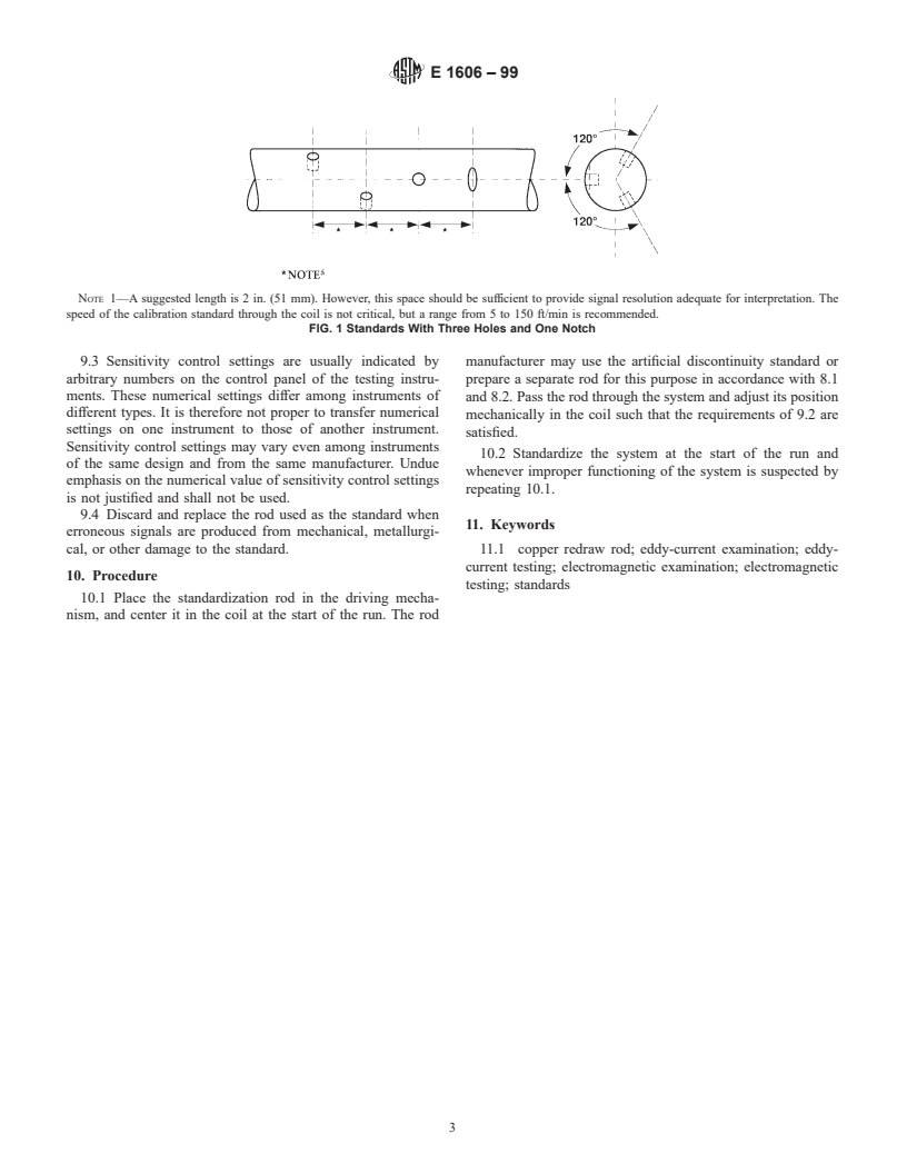 ASTM E1606-99 - Standard Practice for Electromagnetic (Eddy-Current) Examination of Copper Redraw Rod for Electrical Purposes