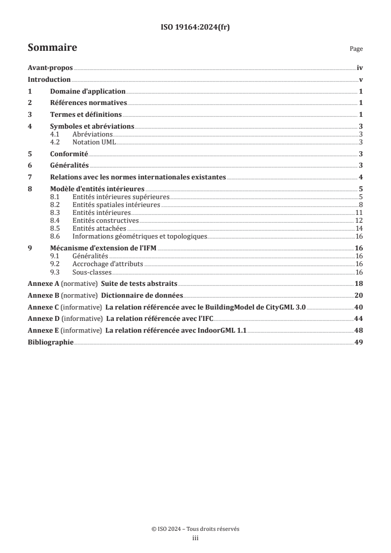 ISO 19164:2024 - Information géographique — Modèle d'entités intérieures
Released:19. 08. 2024