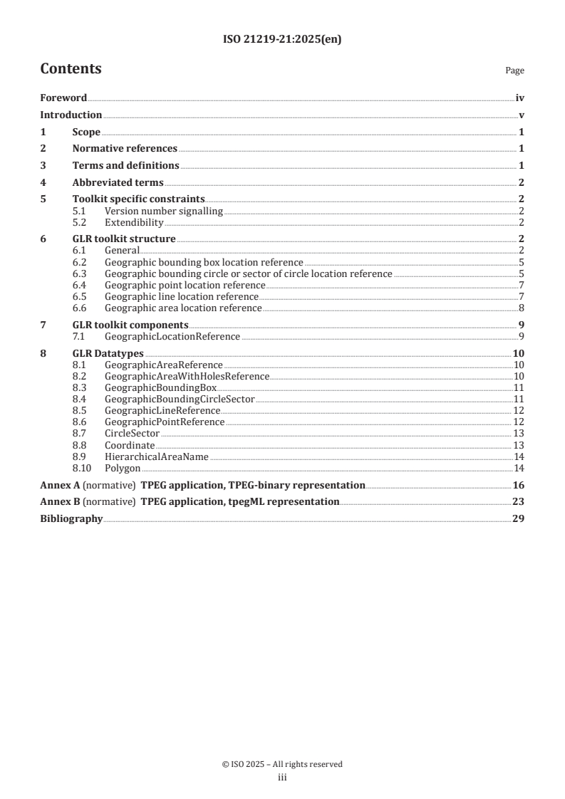 ISO 21219-21:2025 - Intelligent transport systems — Traffic and travel information (TTI) via transport protocol experts group, generation 2 (TPEG2) — Part 21: Geographic location referencing (TPEG-GLR)
Released:9. 01. 2025