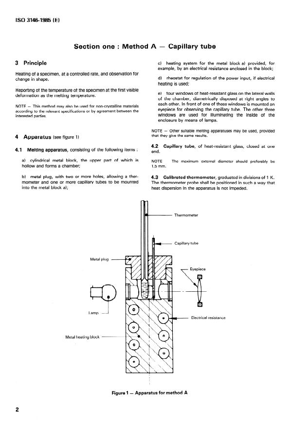 ISO 3146:1985 ISO 3146:1985 - Plastics -- Determination of melting behaviour (melting temperature or melting range) of semi-crystalline polymers - Page 4 preview