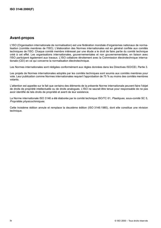 ISO 3146:2000 ISO 3146:2000 - Plastiques -- Détermination du comportement a la fusion (température de fusion ou plage de températures de fusion) des polymeres semi-cristallins par méthodes du tube capillaire et du microscope polarisant - Page 4 preview