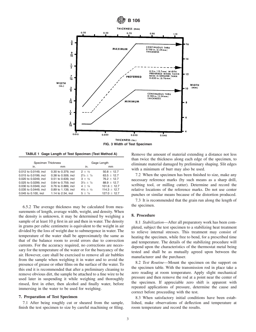 ASTM B106-96(2002)e1 - Standard Test Methods for Flexivity of Thermostat Metals