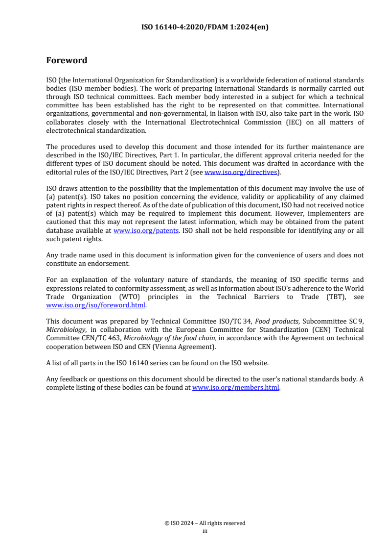 REDLINE ISO 16140-4:2020/FDAmd 1 - Microbiology of the food chain — Method validation — Part 4: Protocol for method validation in a single laboratory — Amendment 1: Validation of a larger test portion size for qualitative methods
Released:15. 04. 2024