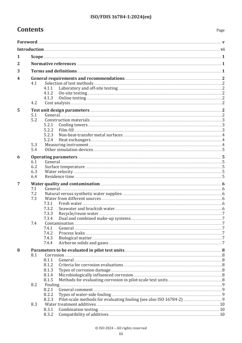 ISO/FDIS 16784-1 - Corrosion of metals and alloys — Corrosion and fouling in industrial cooling water systems — Part 1: Guidelines and requirements for conducting pilot-scale evaluation of corrosion and fouling control additives for open recirculating cooling water systems
Released:7/8/2024