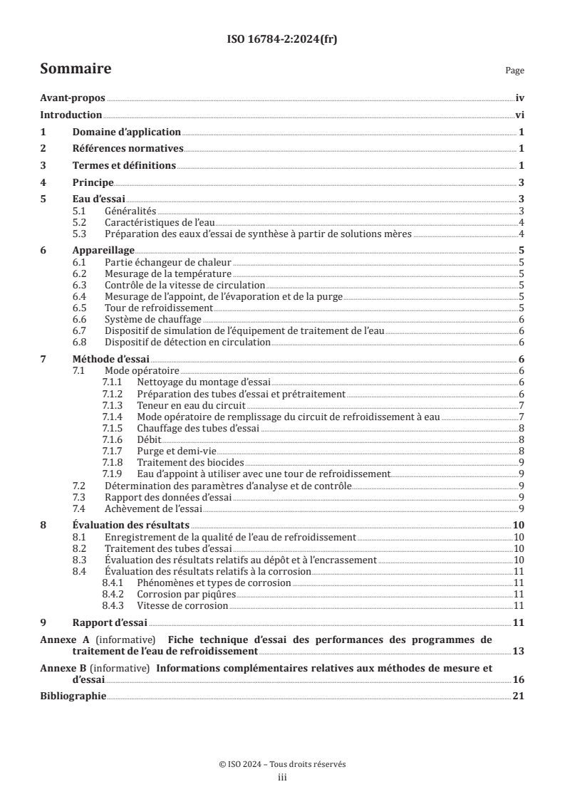 ISO 16784-2:2024 - Corrosion des métaux et alliages — Corrosion et encrassement des circuits de refroidissement à eau industriels — Partie 2: Évaluation des performances des programmes de traitement de l'eau de refroidissement sur banc d'essai pilote
Released:12/5/2024