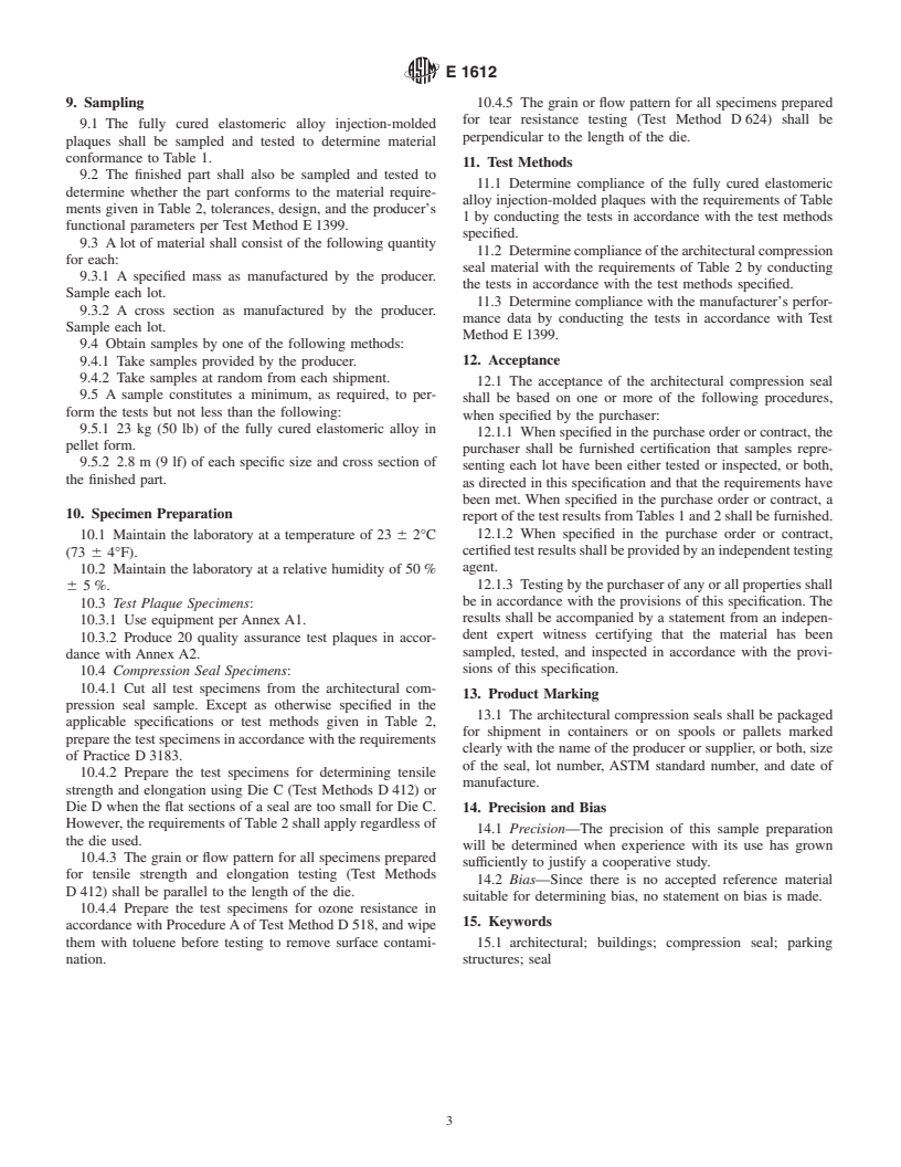 ASTM E1612-94(2000) - Standard Specification for Preformed Architectural Compression Seals for Buildings and Parking Structures