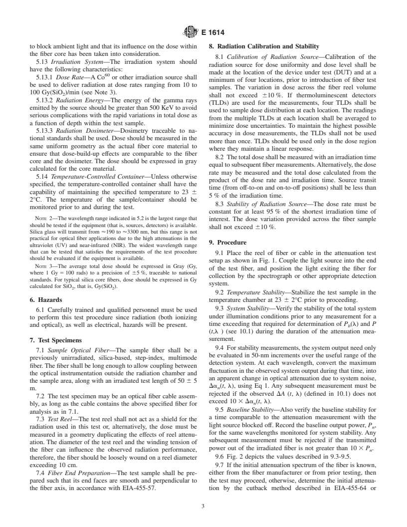 ASTM E1614-94(1999) - Standard Guide for Procedure for Measuring Ionizing Radiation-Induced Attenuation in Silica-Based Optical Fibers and Cables for Use in Remote Fiber-Optic Spectroscopy and Broadband Systems