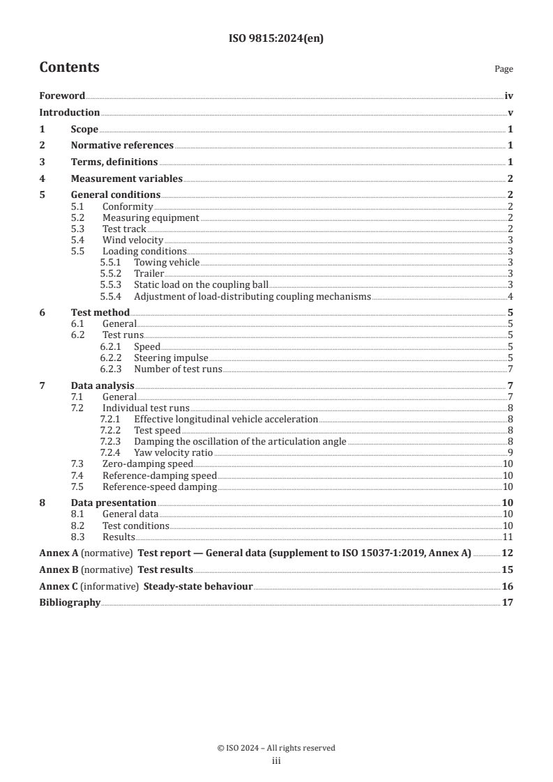 ISO 9815:2024 - Road vehicles — Passenger-car and trailer combinations — Lateral stability test
Released:10. 09. 2024