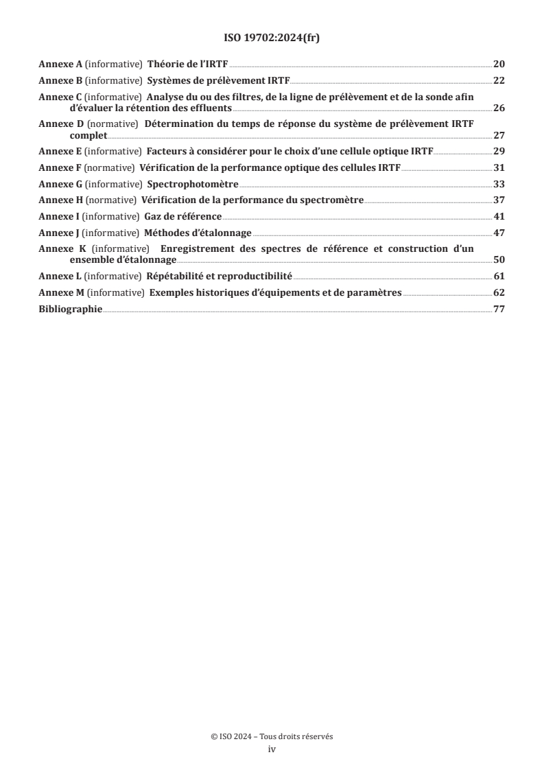 ISO 19702:2024 ISO 19702:2024 - Échantillonnage et analyse des gaz et des vapeurs toxiques dans les effluents du feu par spectroscopie infrarouge à transformée de Fourier (IRTF)
Released:12/19/2024 - Page 4 preview