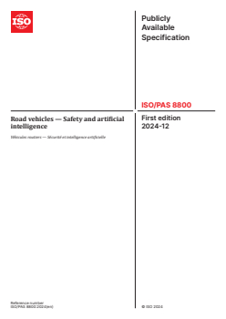 ISO/PAS 8800:2024 - Road vehicles — Safety and artificial intelligence
Released:12/13/2024 - Page 1 preview