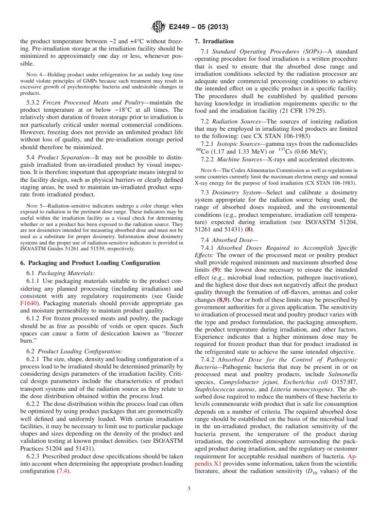 ASTM E2449-05(2013) - Standard Guide for Irradiation of Pre-packaged Processed Meat and Poultry Products to Control Pathogens and Other Microorganisms (Withdrawn 2016)