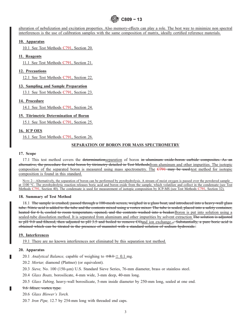 REDLINE ASTM C809-13 - Standard Test Methods for  Chemical, Mass Spectrometric, and Spectrochemical Analysis  of Nuclear-Grade Aluminum Oxide and Aluminum<brk/>Oxide-Boron Carbide  Composite Pellets