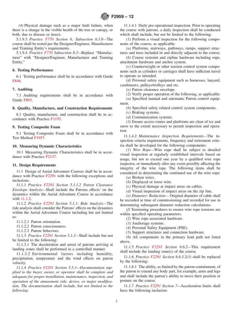 ASTM F2959-12 - Standard Practice for Special Requirements for Aerial Adventure Courses