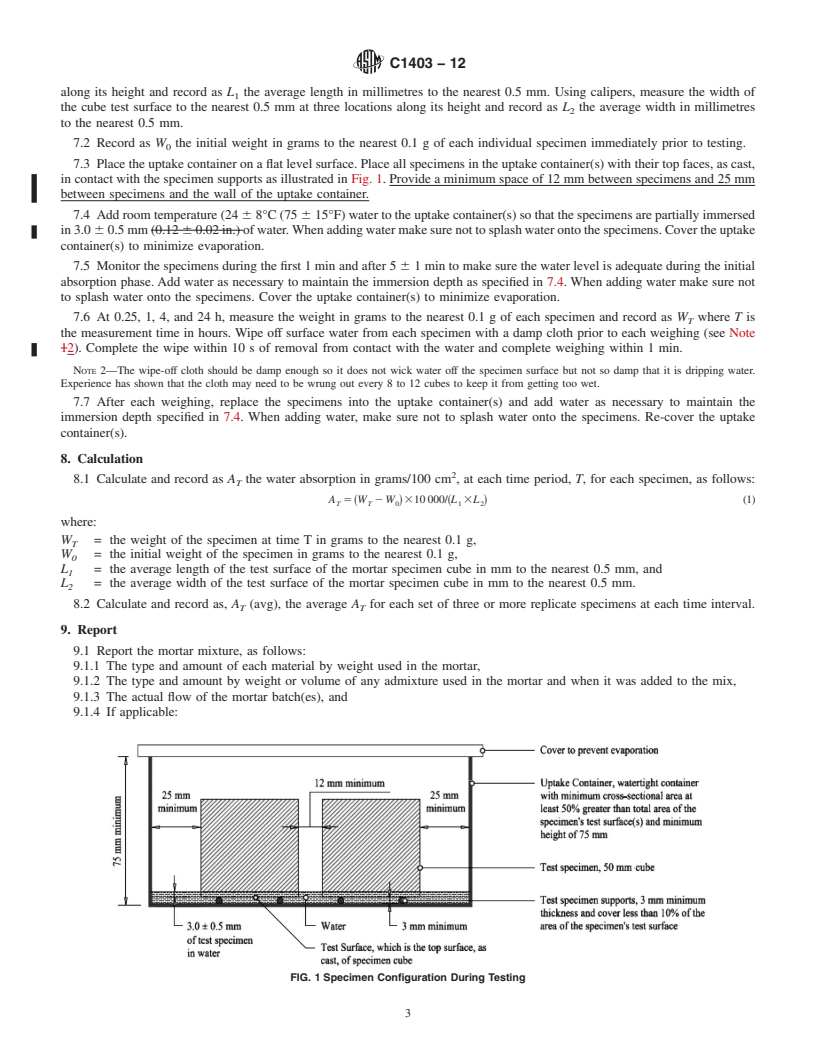 REDLINE ASTM C1403-12 - Standard Test Method for  Rate of Water Absorption of Masonry Mortars