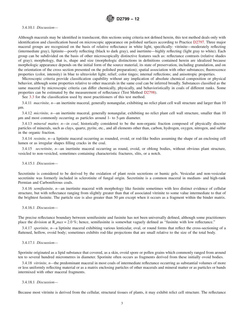 REDLINE ASTM D2799-12 - Standard Test Method for  Microscopical Determination of the Maceral Composition of Coal