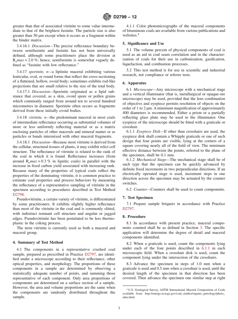 ASTM D2799-12 - Standard Test Method for  Microscopical Determination of the Maceral Composition of Coal