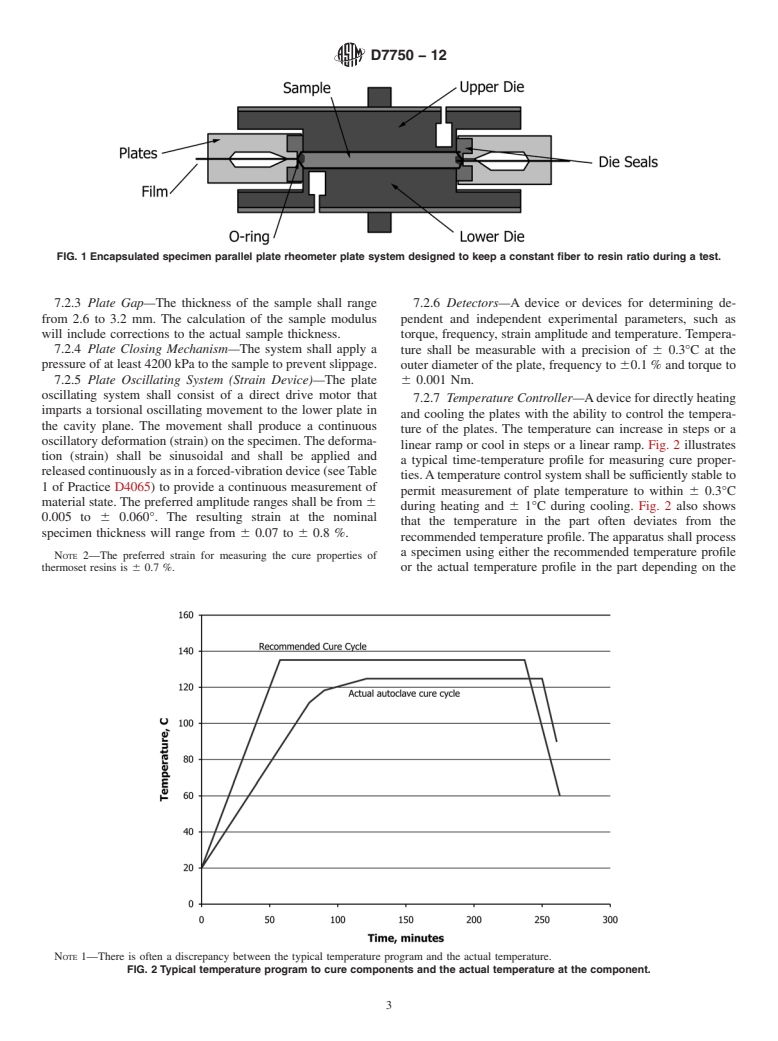 ASTM D7750-12 - Standard Test Method for  Cure Behavior of Thermosetting Resins by Dynamic Mechanical  Procedures using an Encapsulated Specimen Rheometer