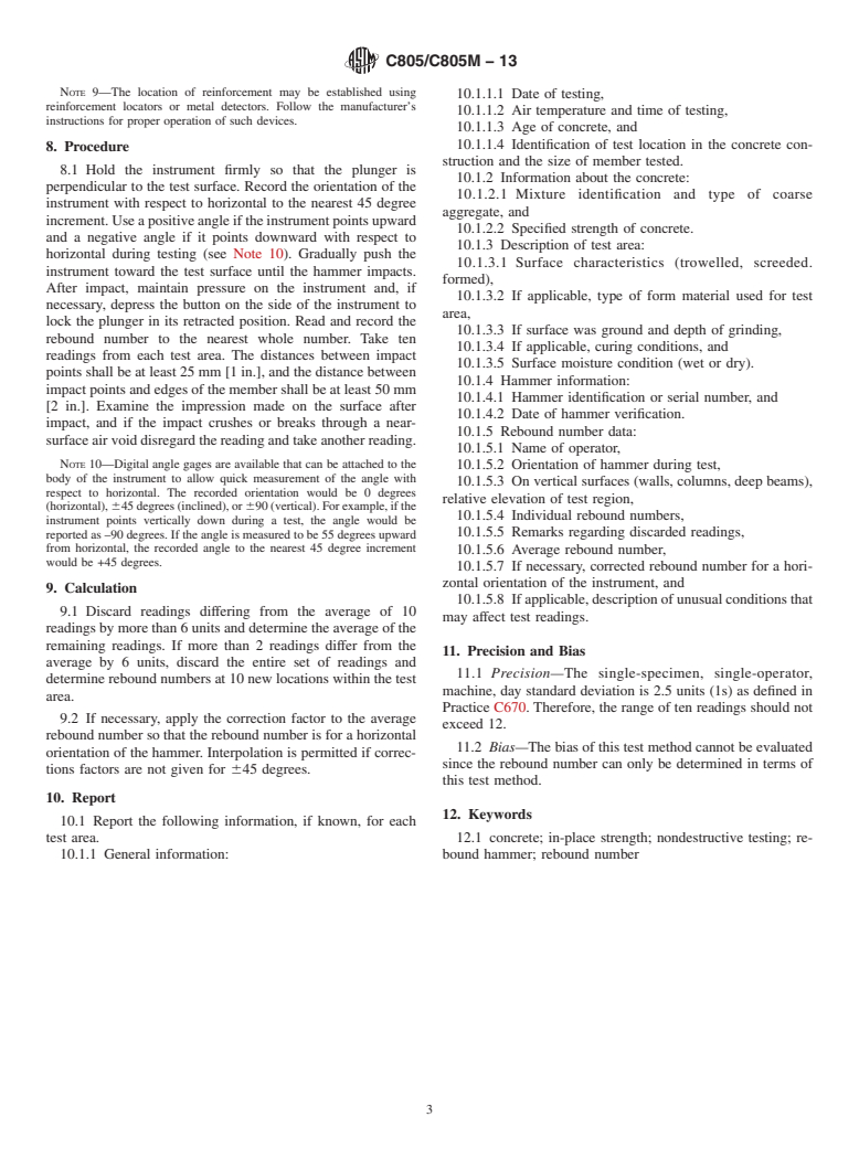 ASTM C805/C805M-13 - Standard Test Method for  Rebound Number of Hardened Concrete