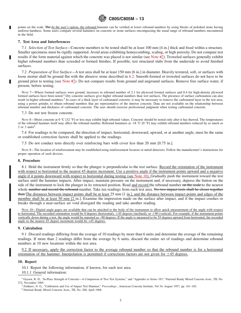 REDLINE ASTM C805/C805M-13 - Standard Test Method for  Rebound Number of Hardened Concrete