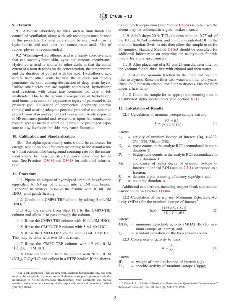 ASTM C1636-13 - Standard Guide for the  Determination of Uranium-232 in Uranium Hexafluoride