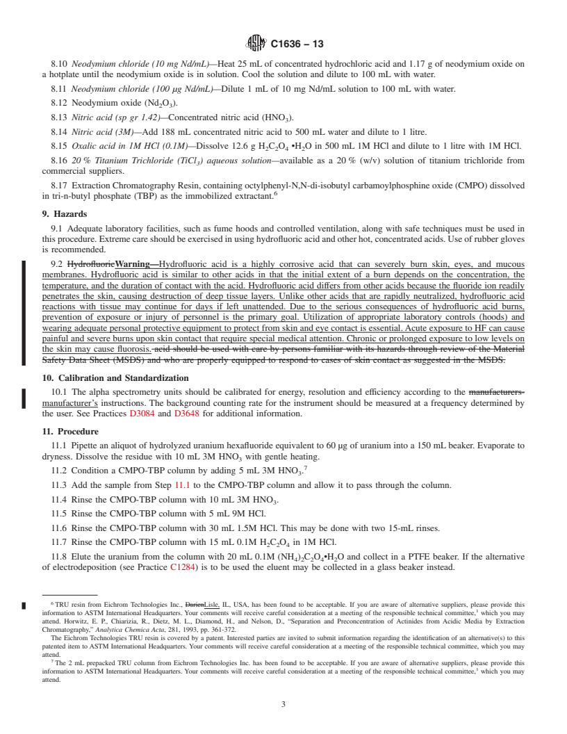 REDLINE ASTM C1636-13 - Standard Guide for the  Determination of Uranium-232 in Uranium Hexafluoride